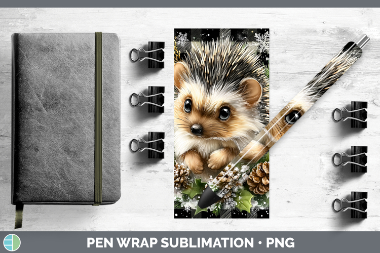 Porcupine Woodland Checker Christmas Pen Wrap Sublimation De