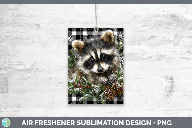 Raccoon Woodland Checker Christmas Air Freshener Sublimation