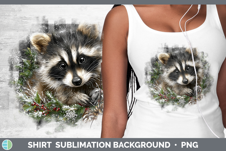Raccoon Woodland Checker Christmas Shirt Sublimation Design