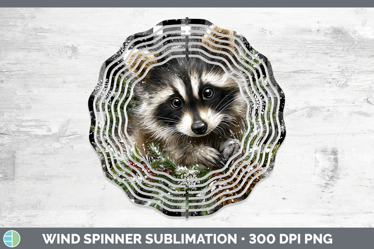 Raccoon Woodland Checker Christmas Wind Spinner Sublimation
