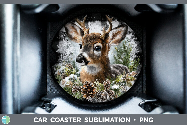 GorgeousWoodland Checker Christmas Car Coaster design.