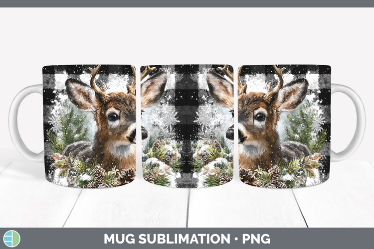 GorgeousWoodland Checker Christmas Mug Wrap design.