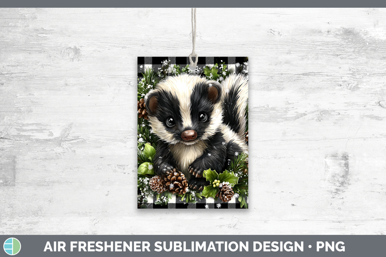 Skunk Woodland Checker Christmas Air Freshener Sublimation D
