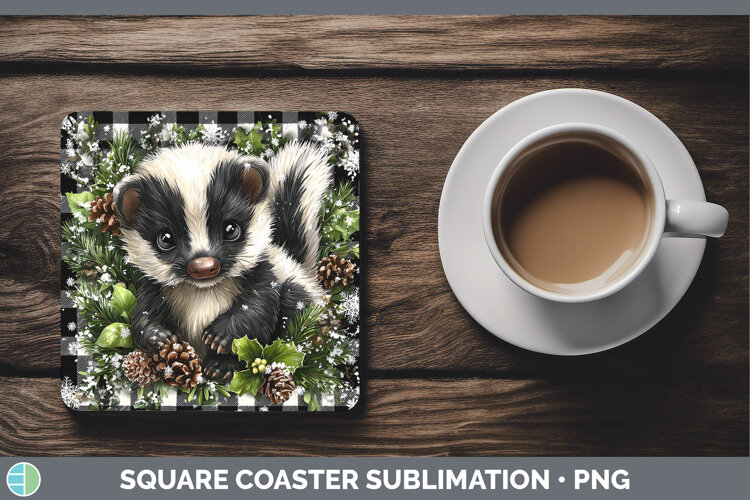 GorgeousWoodland Checker Christmas Square Coaster design.