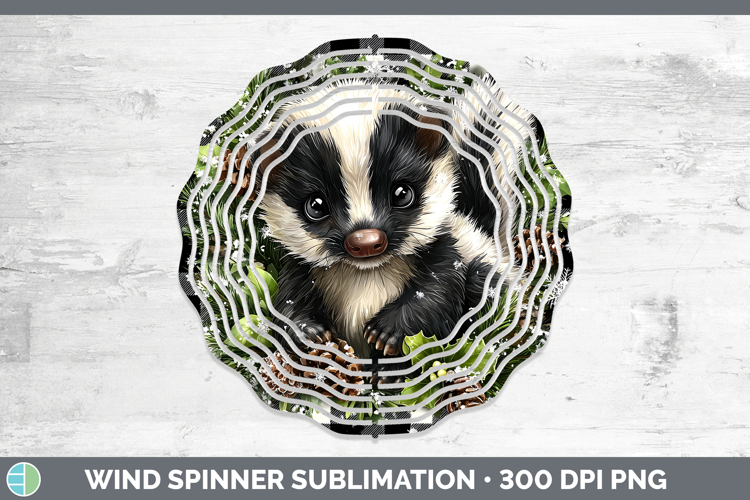 Skunk Woodland Checker Christmas Wind Spinner Sublimation De
