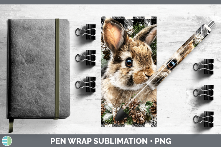 Snowshoe Hare Woodland Checker Christmas Pen Wrap Sublimatio