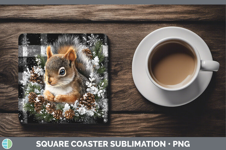 GorgeousWoodland Checker Christmas Square Coaster design.