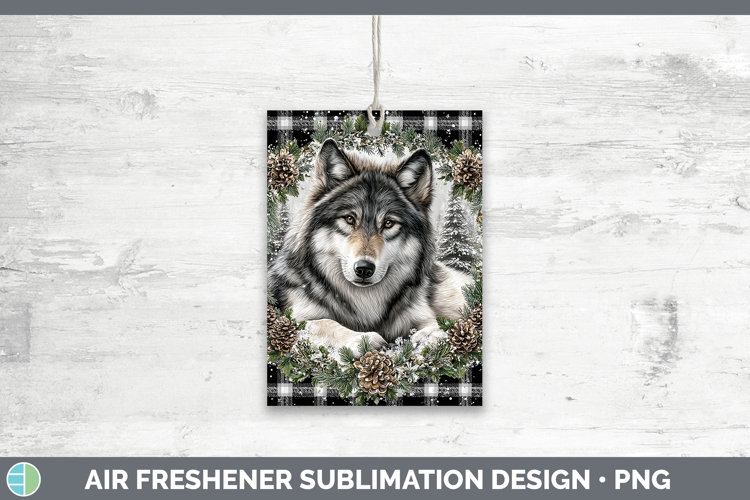 Wolf Woodland Checker Christmas Air Freshener Sublimation De