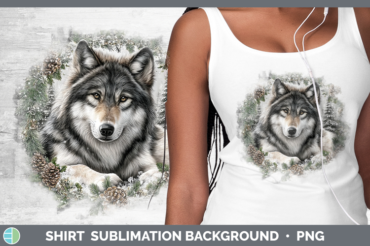 Wolf Woodland Checker Christmas Shirt Sublimation Design