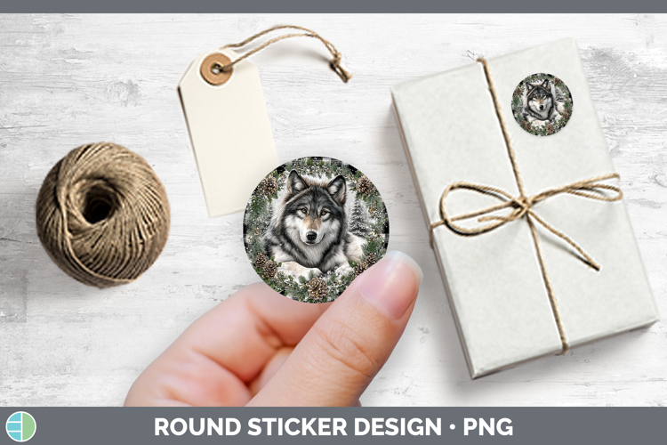 Wolf Woodland Checker Christmas Stickers Design