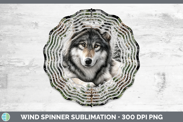 Wolf Woodland Checker Christmas Wind Spinner Sublimation Des