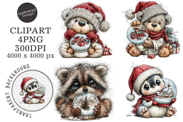 Woodland Christmas Animals Clipart