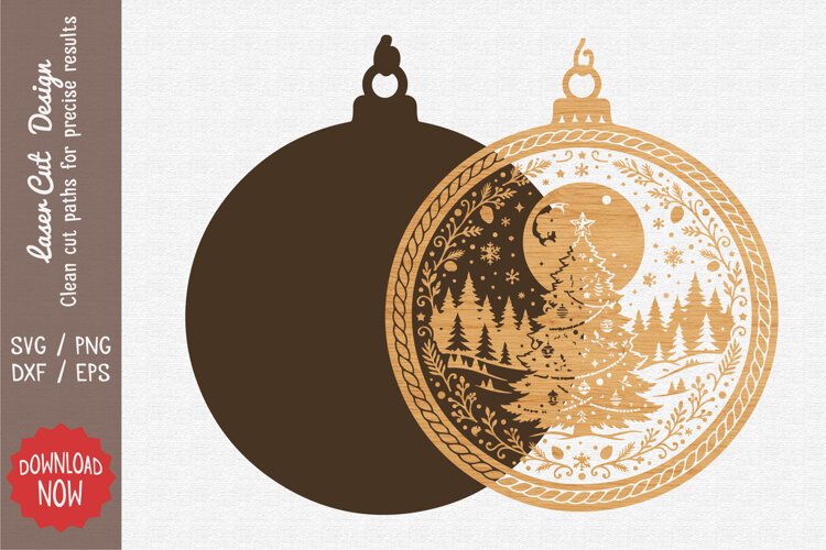 Woodland Christmas Bauble SVG example image 1