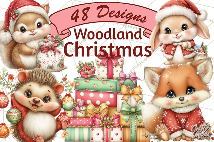 Christmas Woodland Animal PNG Kawaii Clipart