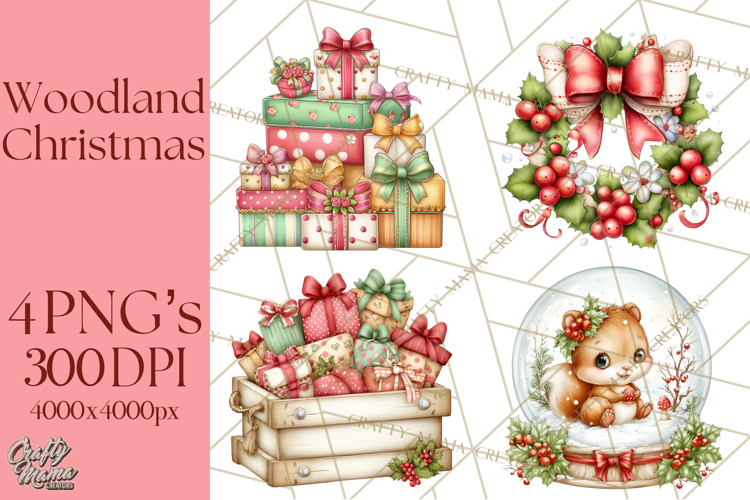 Christmas Woodland Animal PNG Kawaii Clipart