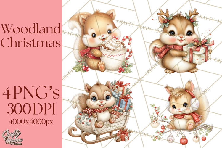 Christmas Woodland Animal PNG Kawaii Clipart