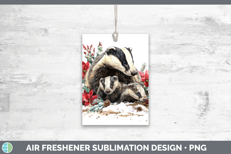 Badger Air Freshener Woodland Christmas Poinsettia Sublimati