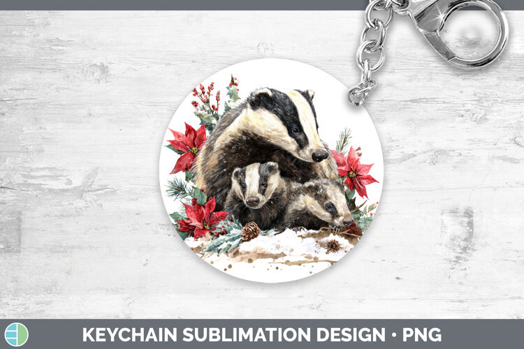 GorgeousWoodland Christmas Poinsettia Keychain design.