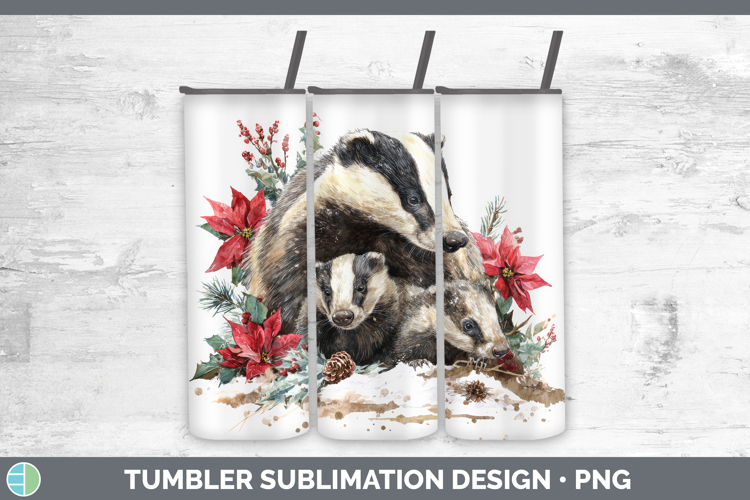 Badger Tumbler Woodland Christmas Poinsettia Sublimation 20