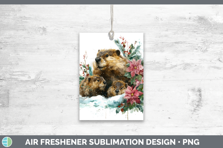 Beaver Air Freshener Woodland Christmas Poinsettia Sublimati