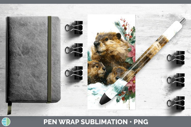 GorgeousWoodland Christmas Poinsettia Pen Wrap design.