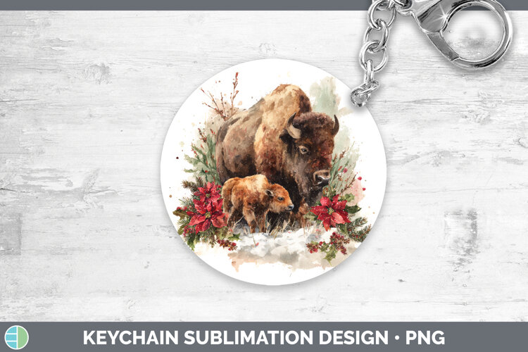 GorgeousWoodland Christmas Poinsettia Keychain design.