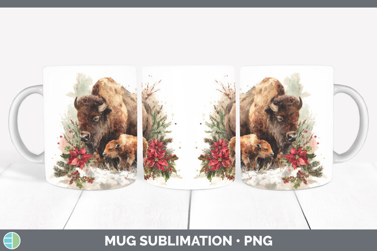 GorgeousWoodland Christmas Poinsettia Mug Wrap design.