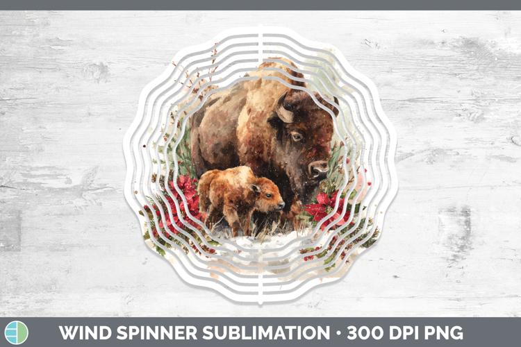 Bison Wind Spinner Woodland Christmas Poinsettia Sublimation