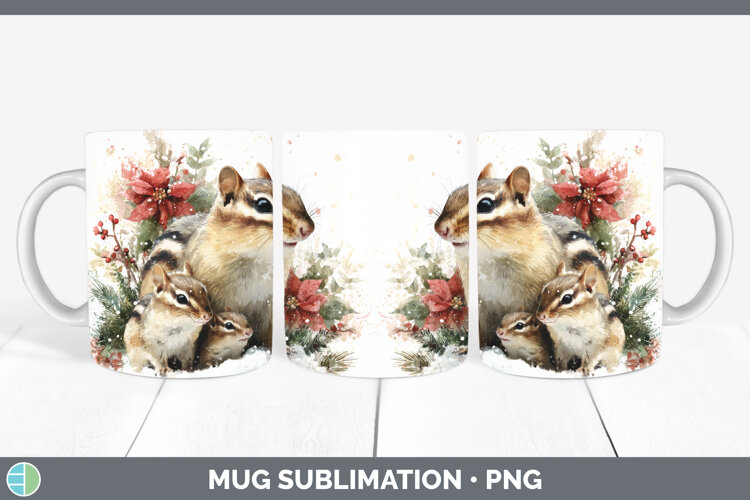 GorgeousWoodland Christmas Poinsettia Mug Wrap design.