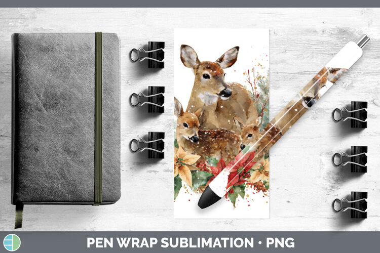 GorgeousWoodland Christmas Poinsettia Pen Wrap design.