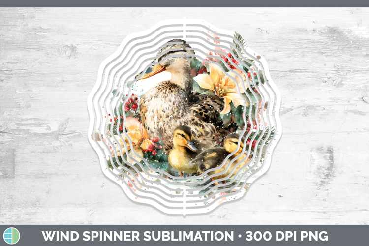 Duck Wind Spinner Woodland Christmas Poinsettia Sublimation