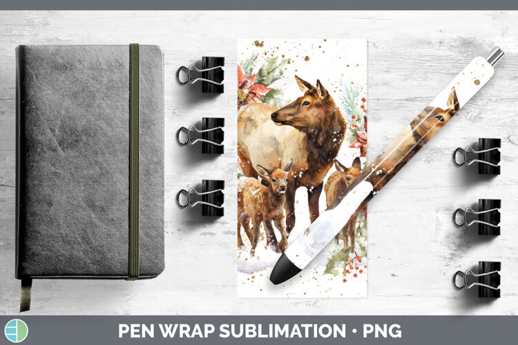 GorgeousWoodland Christmas Poinsettia Pen Wrap design.