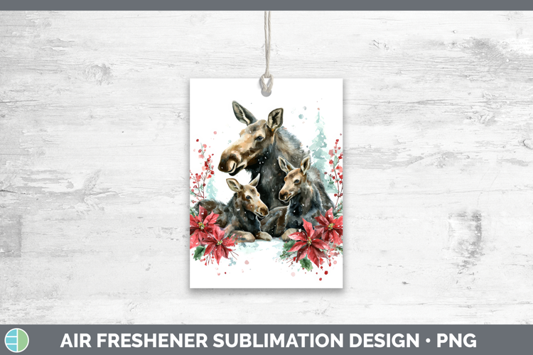 Moose Air Freshener Woodland Christmas Poinsettia Sublimatio