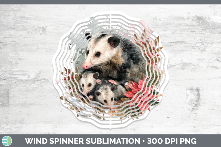Opossum Wind Spinner Woodland Christmas Poinsettia Sublimati