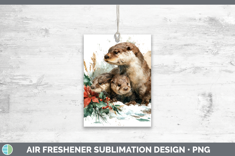 Otter Air Freshener Woodland Christmas Poinsettia Sublimatio