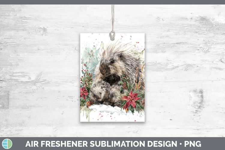 Porcupine Air Freshener Woodland Christmas Poinsettia Sublim