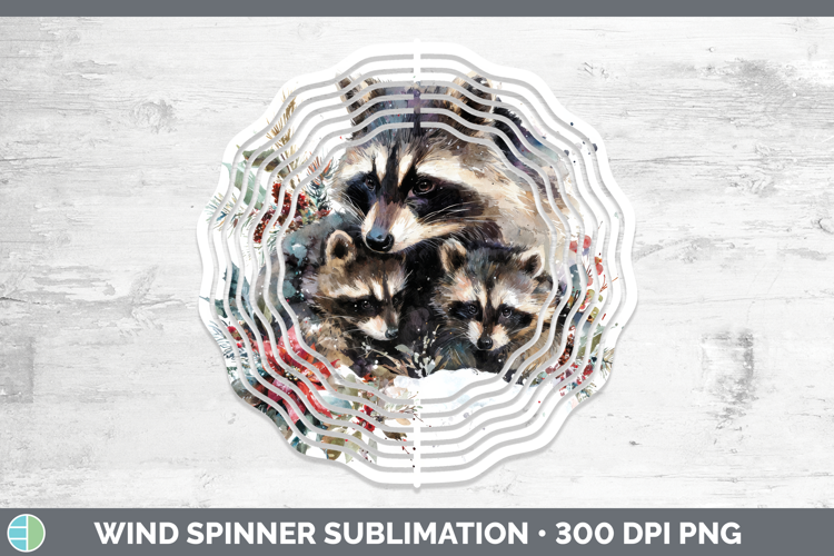 Raccoon Wind Spinner Woodland Christmas Poinsettia Sublimati