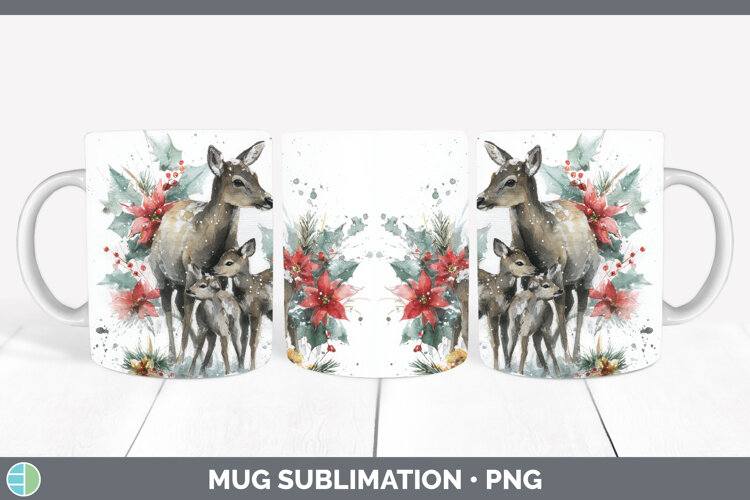 GorgeousWoodland Christmas Poinsettia Mug Wrap design.