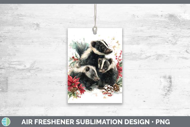 Skunk Air Freshener Woodland Christmas Poinsettia Sublimatio