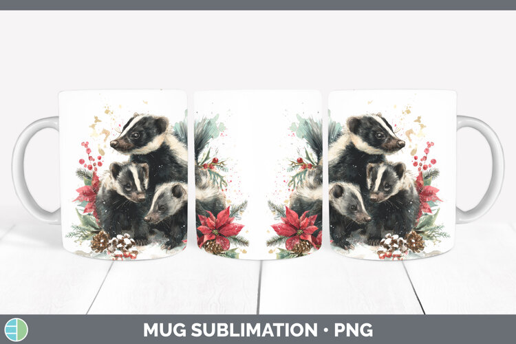 GorgeousWoodland Christmas Poinsettia Mug Wrap design.
