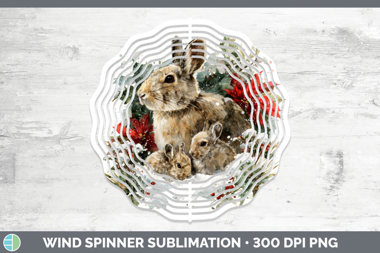 Snowshoe Hare Wind Spinner Woodland Christmas Poinsettia Sub