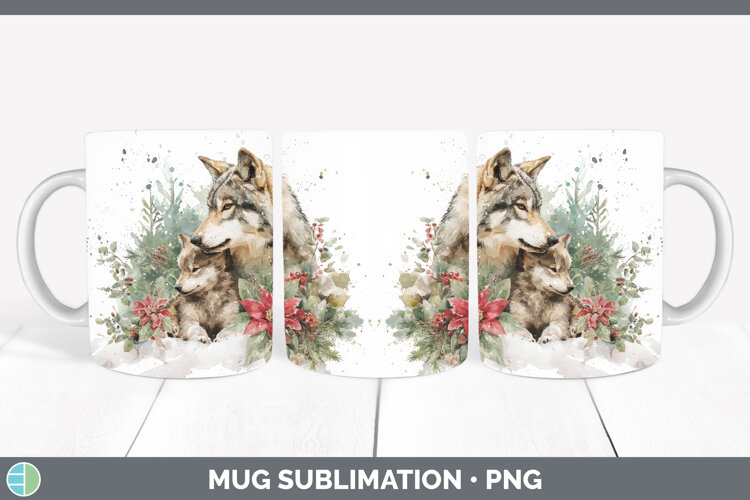 GorgeousWoodland Christmas Poinsettia Mug Wrap design.