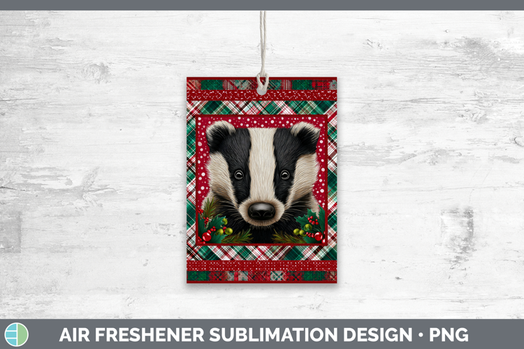 Badger Woodland Christmas Quilt Air Freshener Sublimation De