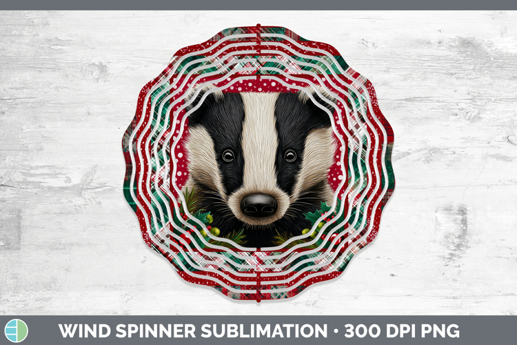 Badger Woodland Christmas Quilt Wind Spinner Sublimation Des