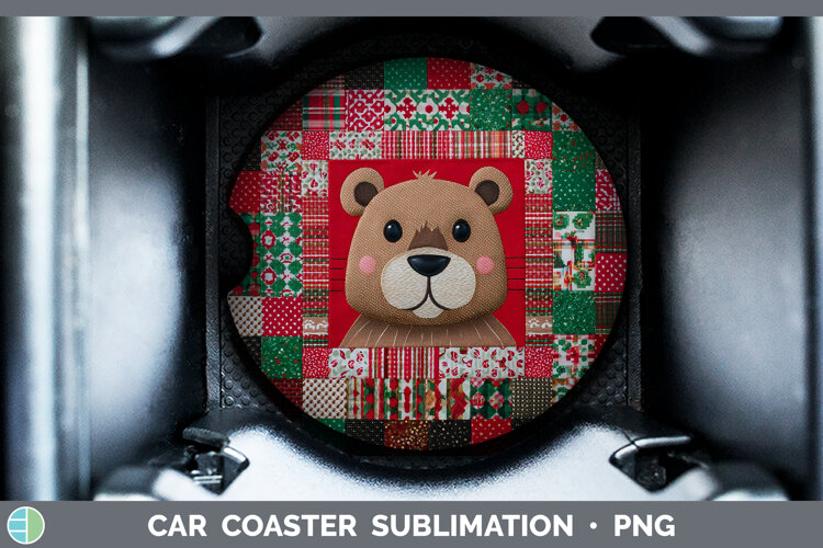 GorgeousWoodland Christmas Quilt Car Coaster design.