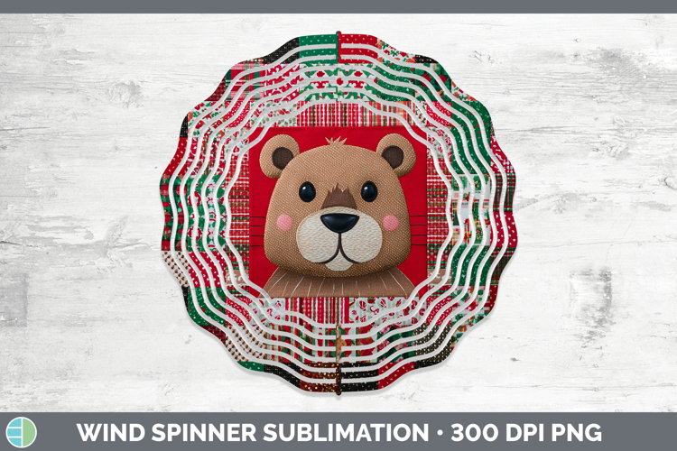 Beaver Woodland Christmas Quilt Wind Spinner Sublimation Des