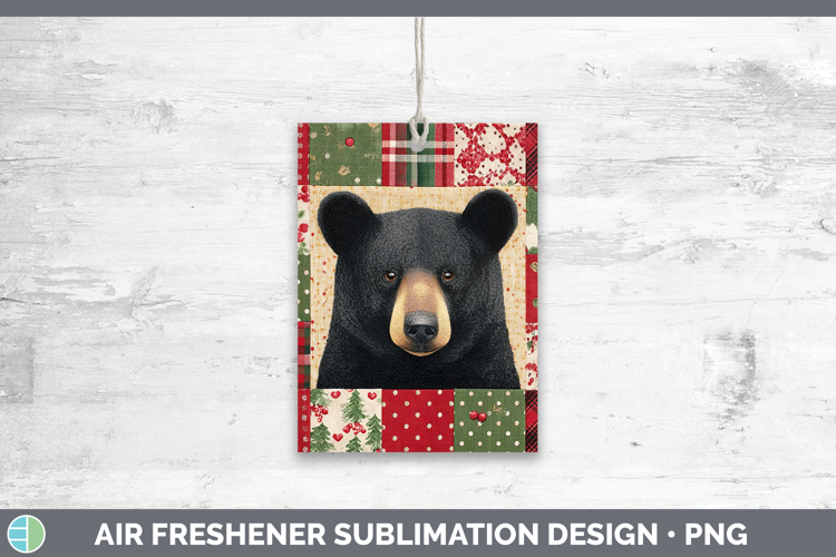 Black Bear Woodland Christmas Quilt Air Freshener Sublimatio