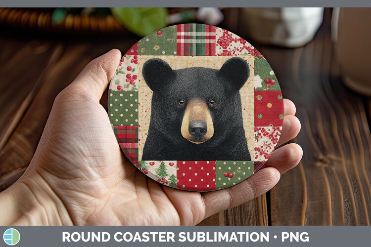 GorgeousWoodland Christmas Quilt Round Coaster design.