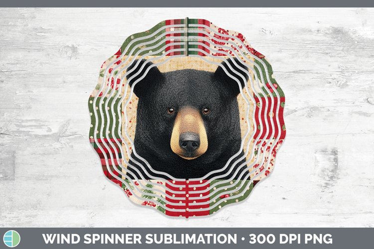 Black Bear Woodland Christmas Quilt Wind Spinner Sublimation