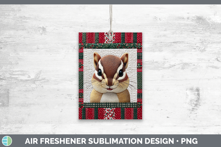Chipmunk Woodland Christmas Quilt Air Freshener Sublimation